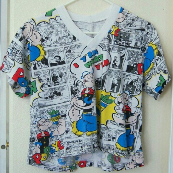 Vintage cartoon popeye shirt cut off